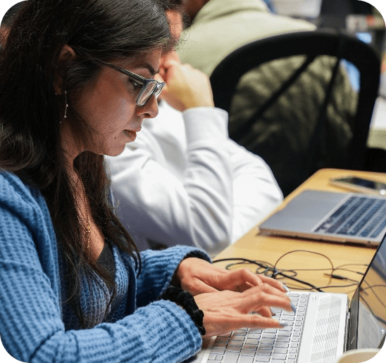 Student working on a laptop